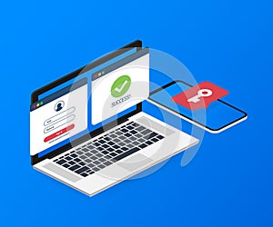 Duo authentication concept banner with text place. Can use for web banner, infographics, hero images. Vector illustration.
